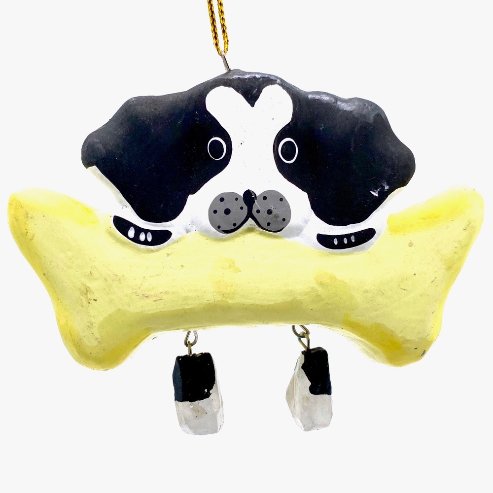 Monkey Business Dog With Bone Ornament